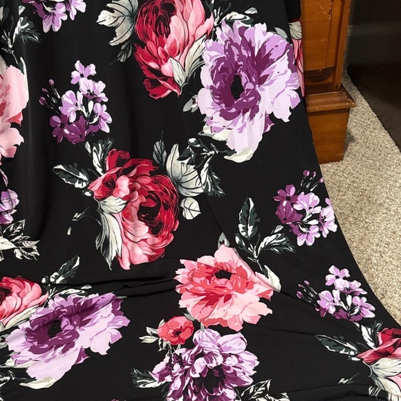 Dressbarn Black Dress with Pink and Purple Floral Design - Picture 4 of 6